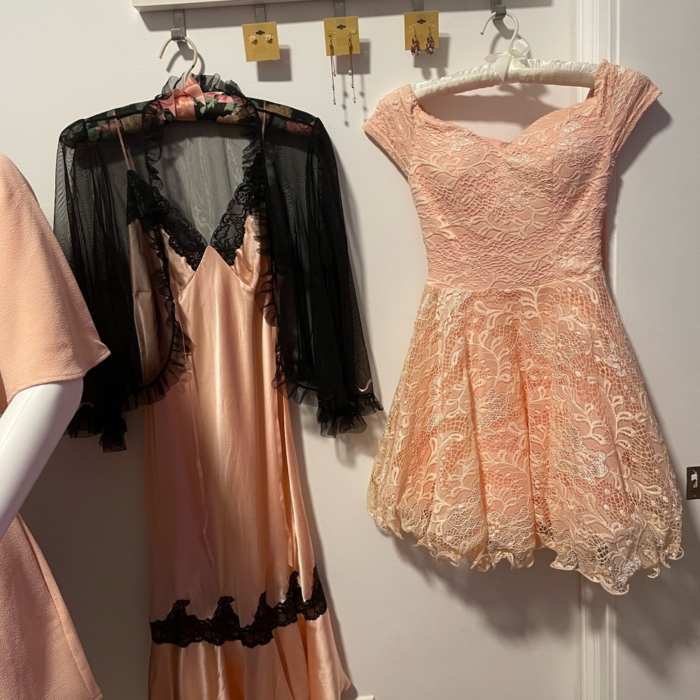 Windsor Pink Lace Strapless Dress - Picture 9 of 13